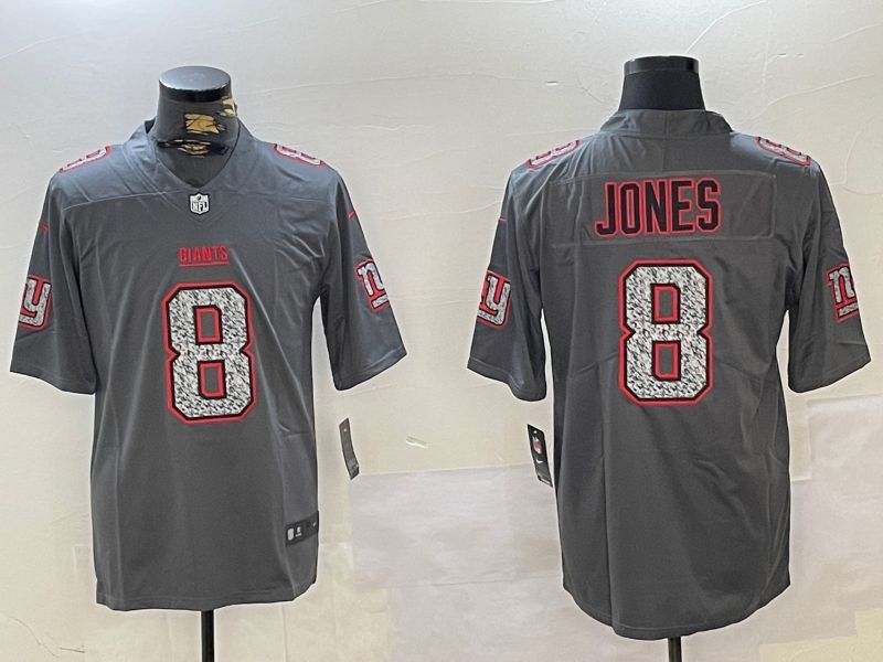 Men New York Giants #8 Jones Grey 2024 Nike Vapor Limited NFL Jersey style 3->new york giants->NFL Jersey